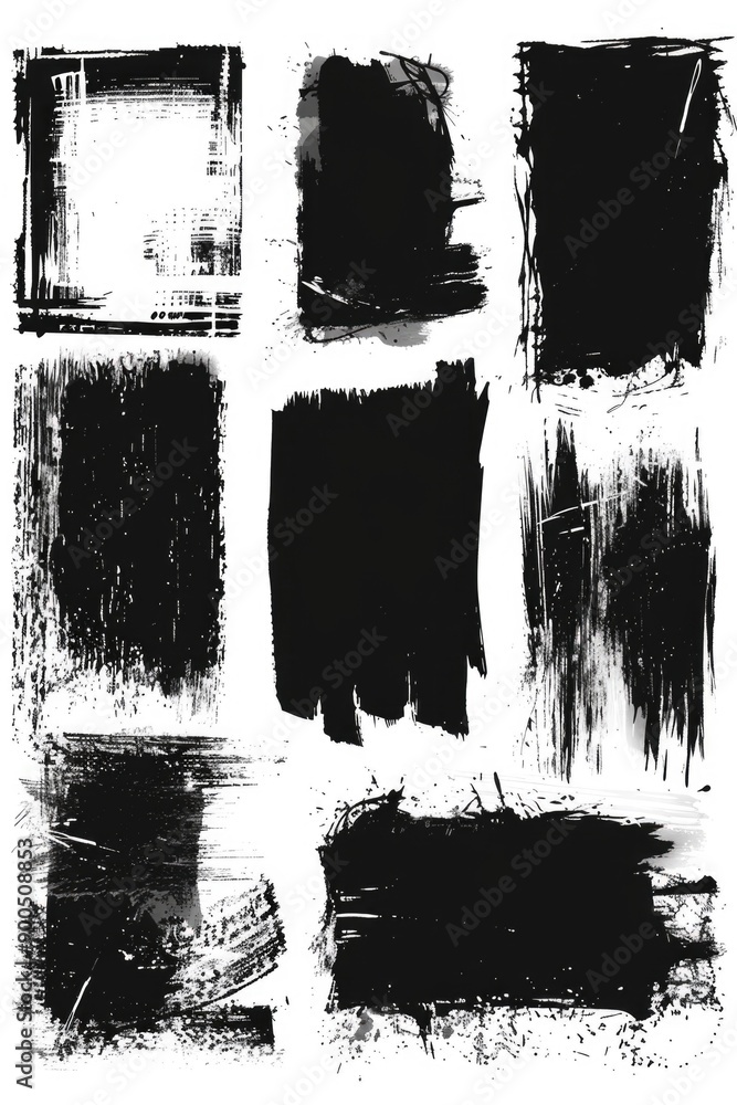 Brushstrokes on canvas in shades of gray and black Brushstrokes on canvas in shades of gray and black