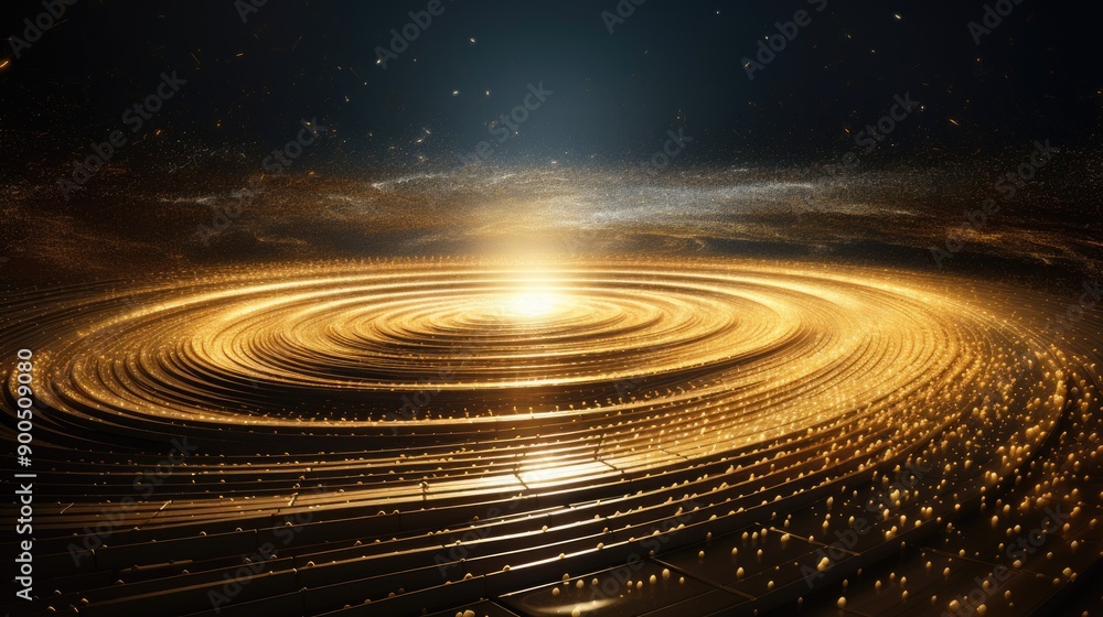Fototapeta premium Golden radiant particles creating a wave effect
