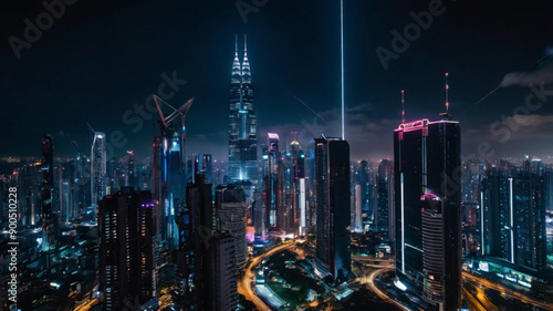 city skyline at night