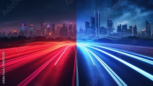 Gradient light trails with a sense of speed