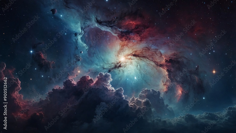 Space background with nebula and starry night sky, web banner design, high contrast Space background with nebula and starry night sky, web banner design, high contrast