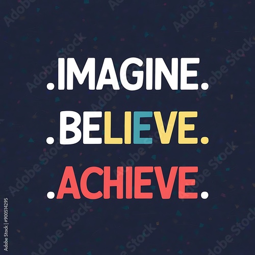 Imagine. Believe Achieve. (T-shirt Design Motivational Quote, Illustration ,Typography)