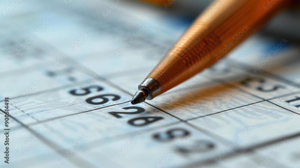 Photo of a Pen on a Number Grid Photo of a Pen on a Number Grid