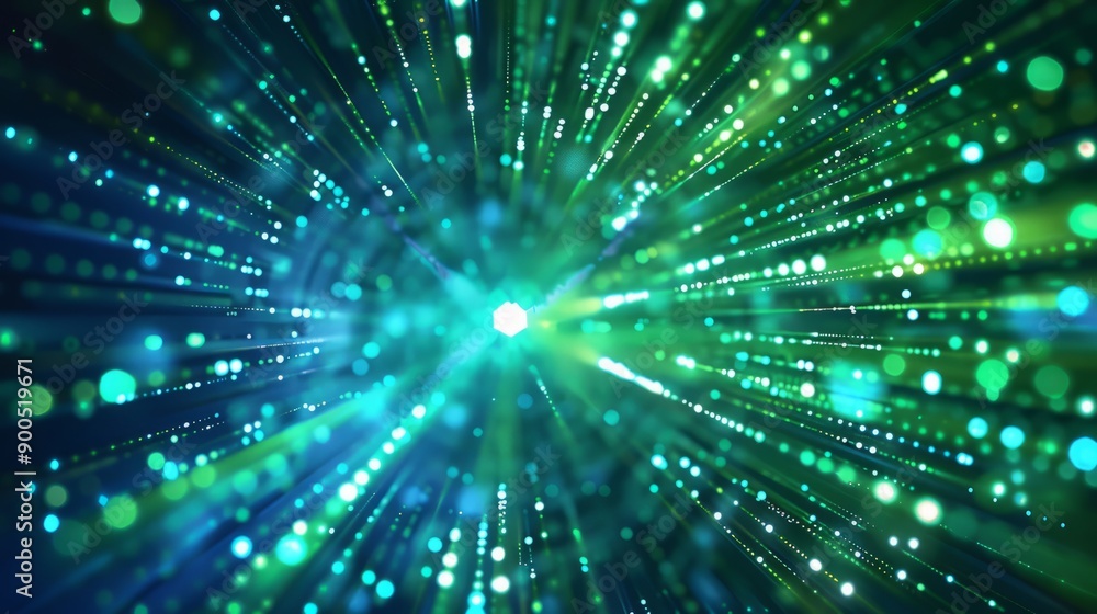 Fototapeta premium Digital technology speed connect blue green background, cyber nano information, abstract communication, innovation future tech data, internet network connection, Ai big data, line dot illustrat