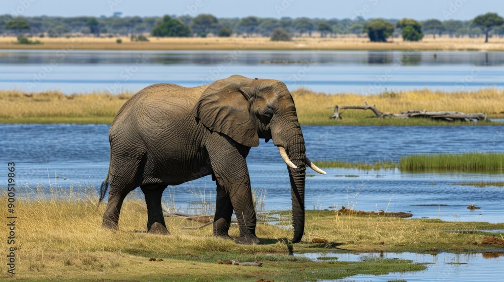 Fototapeta premium African Elephant at the Watering Hole