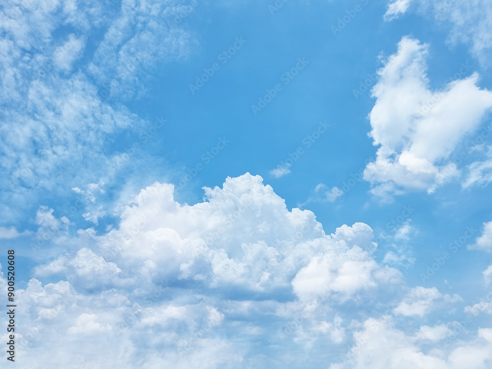 Obraz premium beauty of blue sky high shape outdoor group of white abstract clouds background in summer gradient light beauty background. beautiful bright cloud and calm fresh wind air climate.