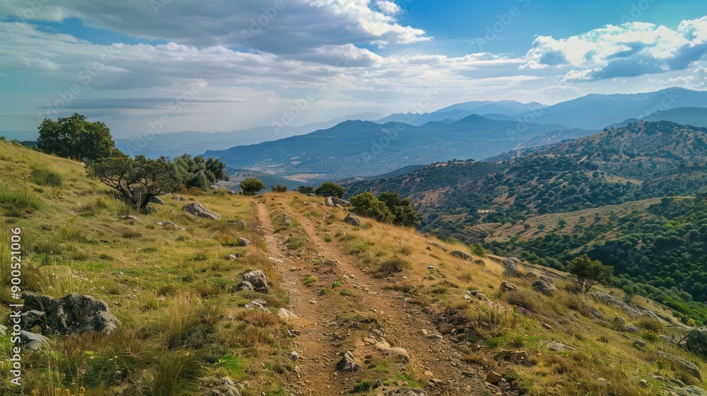 Naklejka premium Mountain Path with Stunning Views