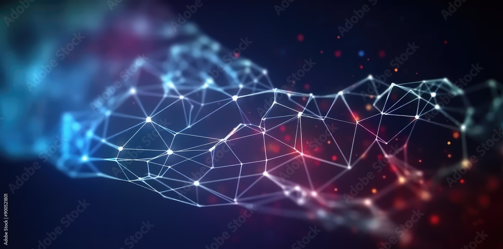 Dynamic Network Connections Illustrated Through Plexus Design in Abstract Background Dynamic Network Connections Illustrated Through Plexus Design in Abstract Background