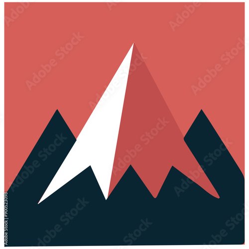  A bold, geometric mountain peak illustration, symbolizing the challenge and thrill of conquering new heights