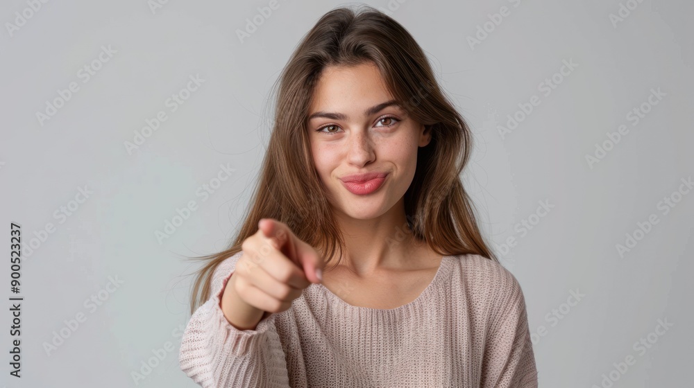 Smiling Woman Pointing at the Camera Smiling Woman Pointing at the Camera