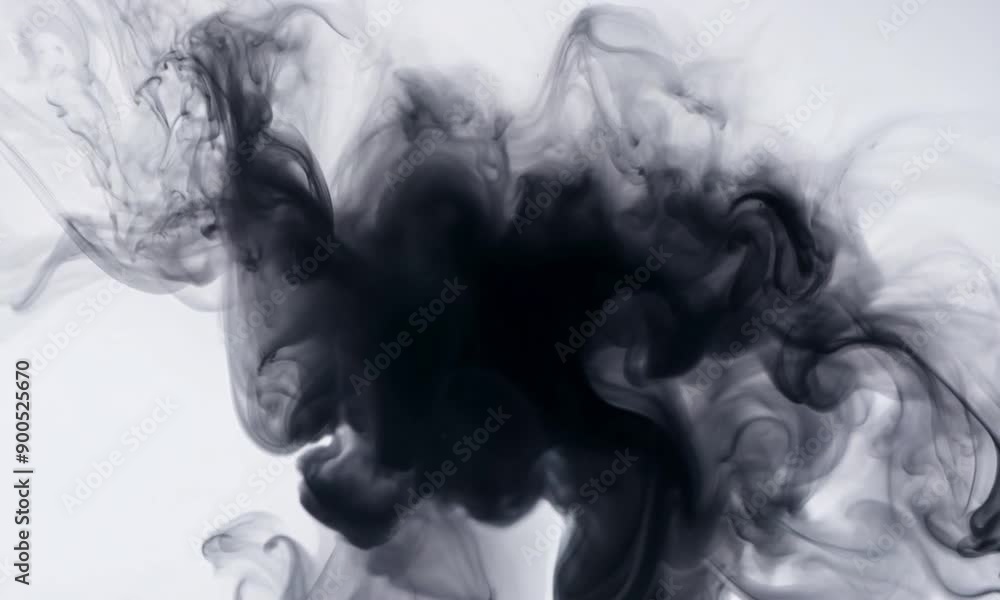 Abstract Black Ink Swirling in Water Abstract Black Ink Swirling in Water
