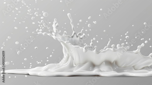 Milk splash isolated on transparent background. Realistic vector illustration. --ar 16:9 Job ID: 782ce8a7-cde6-40cb-ad06-16e437fd46cd