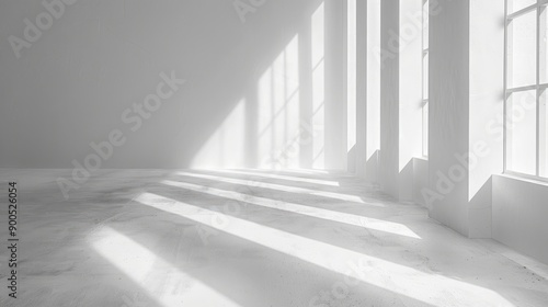 Minimal abstract light gray background for product presentation. Soft shadow and light from windows on white wall. --ar 16:9 Job ID: 93dce305-43e9-4aec-9fd6-9752e2f38856