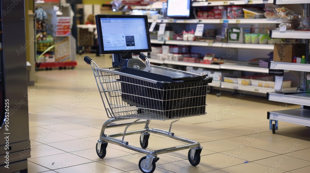 shopping cart in supermarket shopping cart in supermarket