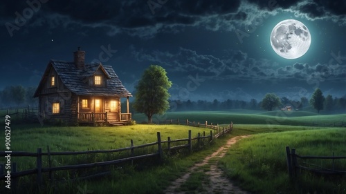Peaceful_night_scene_with_moonlight_filling_the_sky