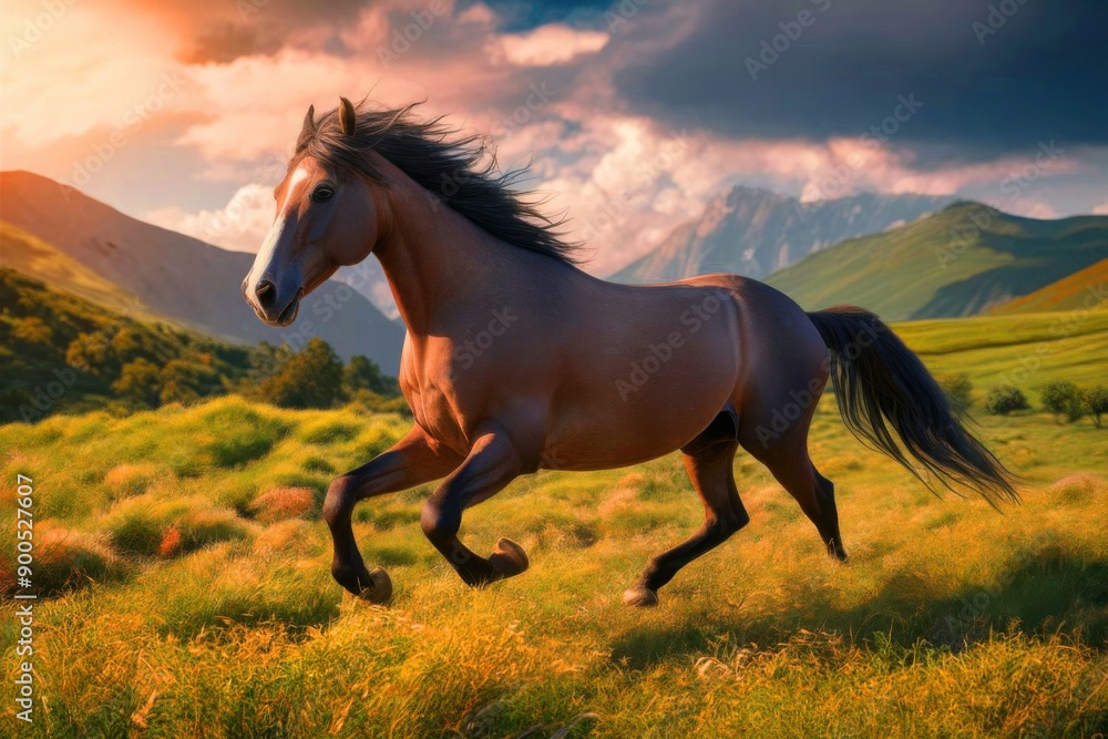 Graceful Horse Galloping in a Meadow Graceful Horse Galloping in a Meadow