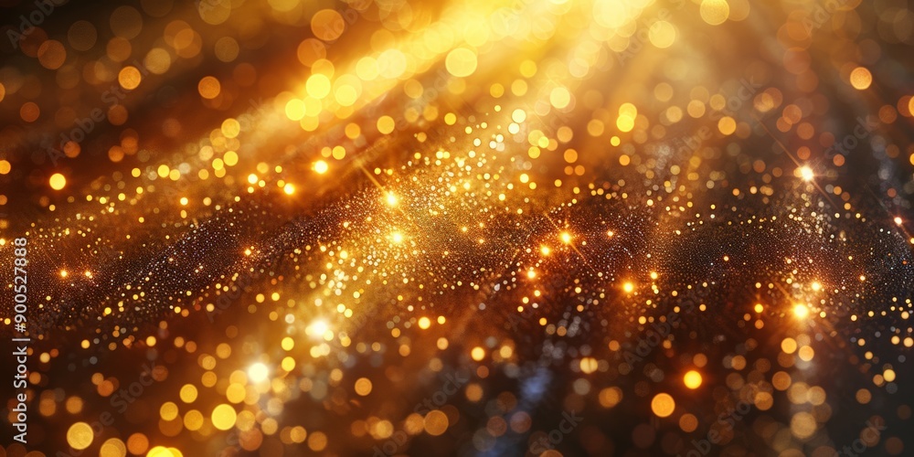 Fototapeta premium Elegant golden and white flowing waves with sparkling particles creating a luxurious and ethereal effect.