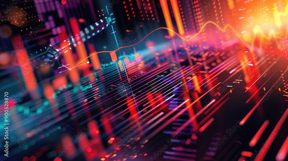 Abstract Digital Network with Red and Blue Lines and Lights Abstract Digital Network with Red and Blue Lines and Lights