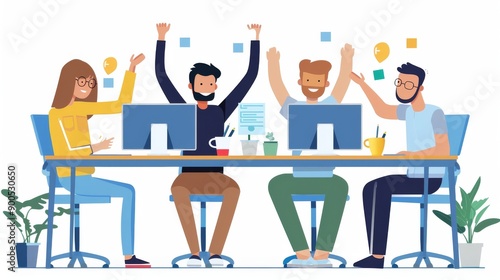 business people working together happy team work  illustration 