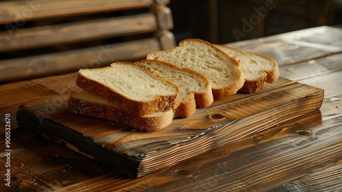 Wallpaper Mural Three slices of bread, on wood planks background.  Torontodigital.ca