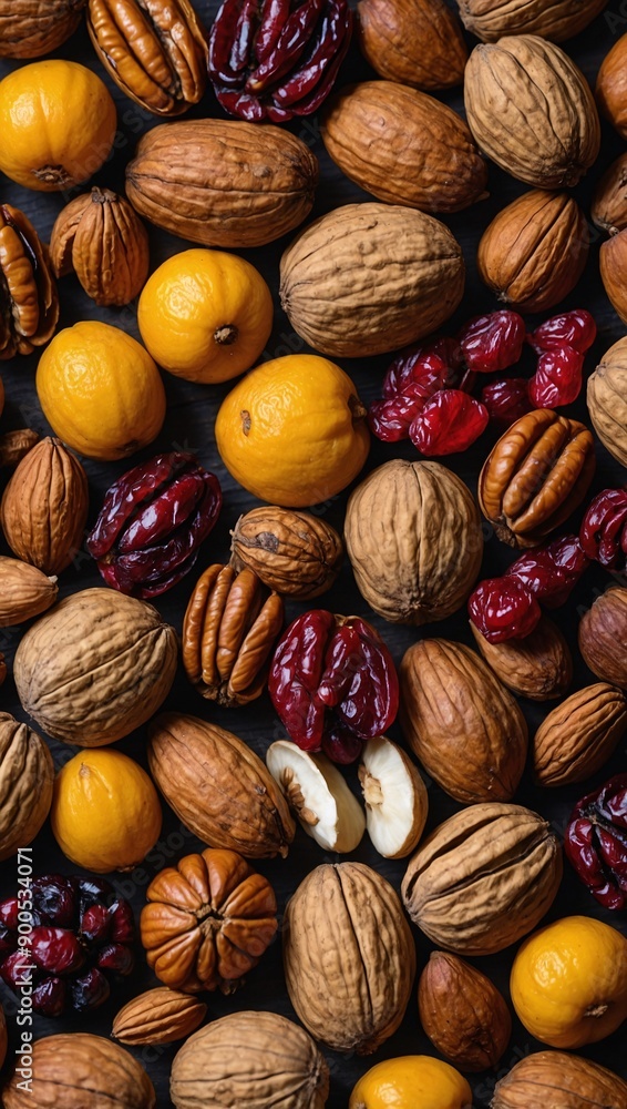 Stunning 4K HD stock wallpaper featuring nuts and dried fruits in vibrant detail Stunning 4K HD stock wallpaper featuring nuts and dried fruits in vibrant detail