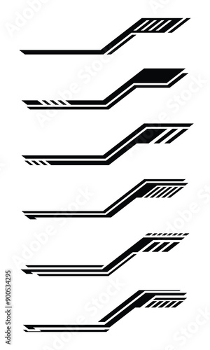 Abstract racing geometric stripes vehicle wrap stickers collection