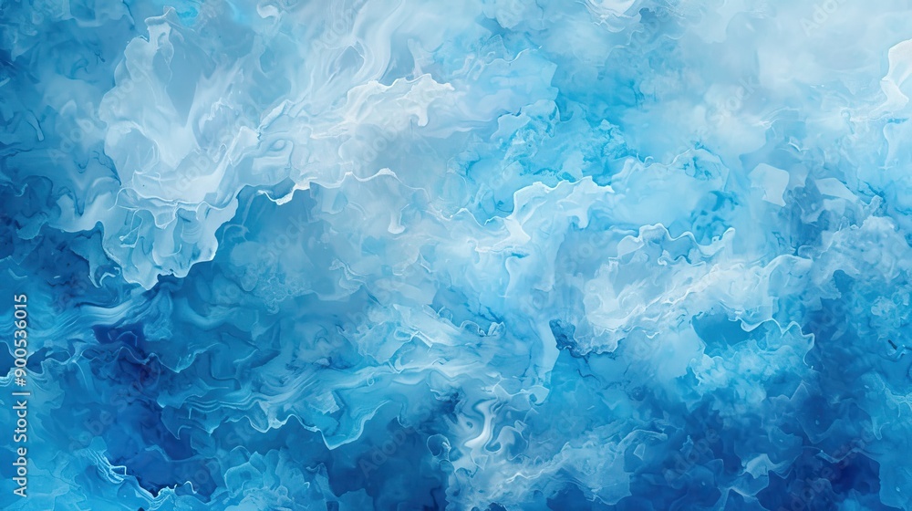 Obraz premium A vibrant blue sky with clouds floating below in a mesmerizing abstract pattern, creating a serene and dreamy atmosphere.