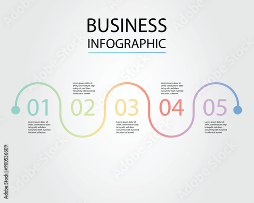 Business Infographic modern design template for banners and infographics for 5 line gradient circle step 
