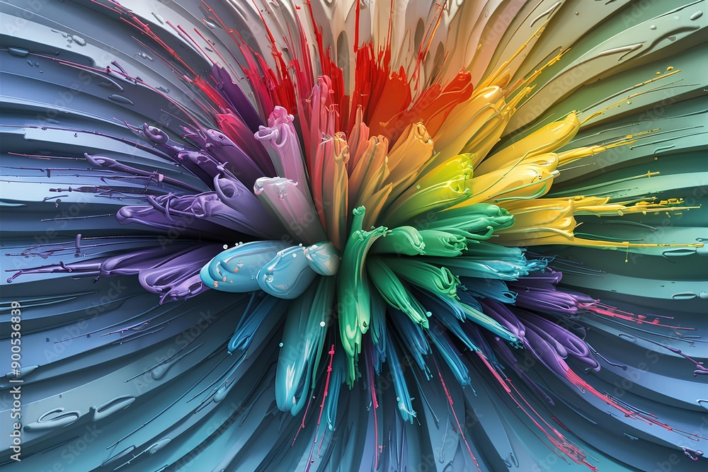 Obraz premium Color brush paint ribbon stroke swirl abstract splash background wave. Brush brushstroke color ribbon paint stroke flow shape wavy design paintbrush pen fluid element rainbow acrylic texture 3D line