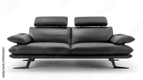 Modern leather sofa with adjustable headrests  photo