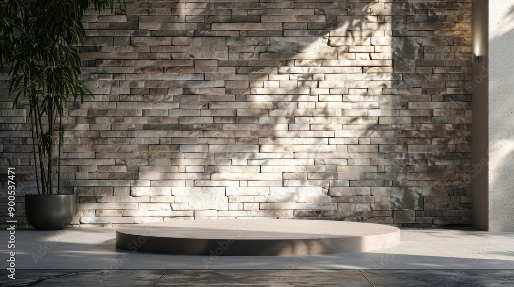 Podium with cream wall stone decoration