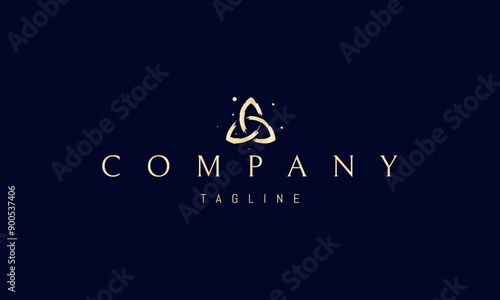 Vector golden logo with an abstract image of a Celtic knot.