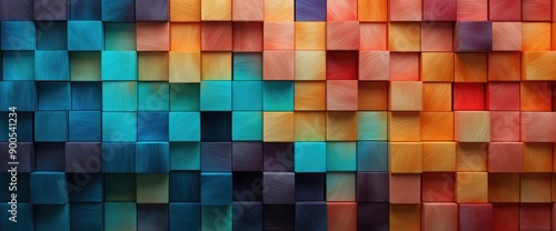 Colorful Wooden Cubes Forming Abstract Color Gradient Background Displaying Vibrancy and Artistic Design