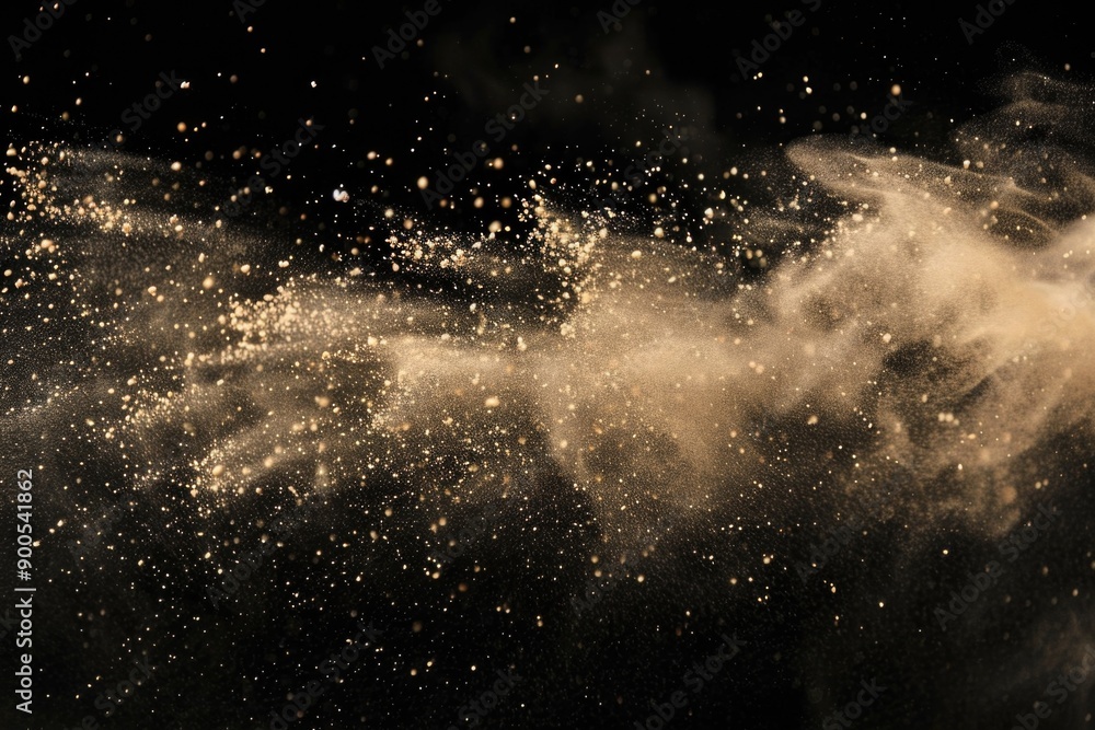 A dusty cloud suspended in mid-air on a dark background, great for representing pollution or industrial activities A dusty cloud suspended in mid-air on a dark background, great for representing pollution or industrial activities
