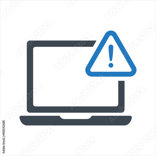 Program error icon. Monitor warning icon