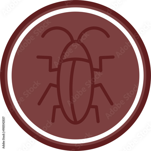 Cockroach Vector Line Double Circle Maroon