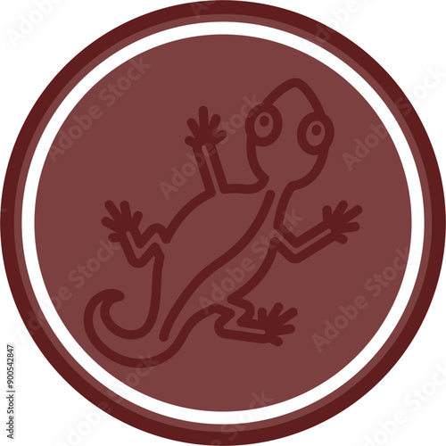 Lizard Vector Line Double Circle Maroon