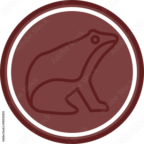 Frog Vector Line Double Circle Maroon