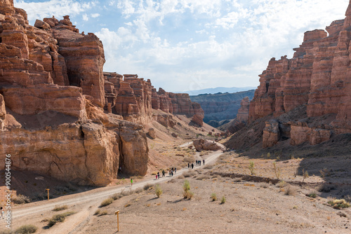 Charyn Canyon in Kazakhstan. A sunny day, rocks and a dried-up riverbed