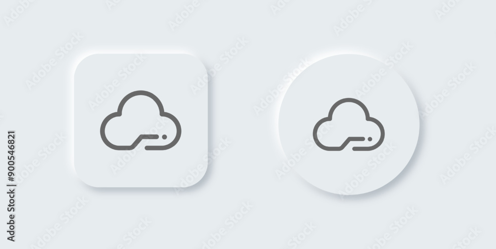 Cloud computing line icon in neomorphic design style. Server signs vector illustration. Cloud computing line icon in neomorphic design style. Server signs vector illustration.
