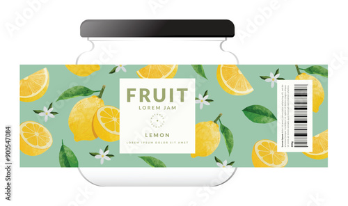 Lemon packaging design templates, watercolour style vector illustration.