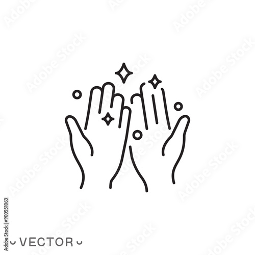 clean hands icon, shiny palms thin line symbol isolated white background, editable stroke eps 10 vector illustration