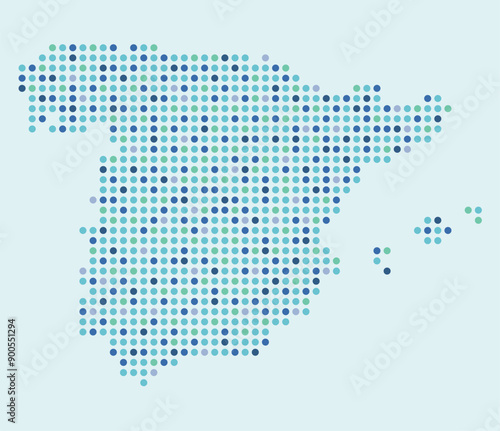 Colourful map of Spain from dots