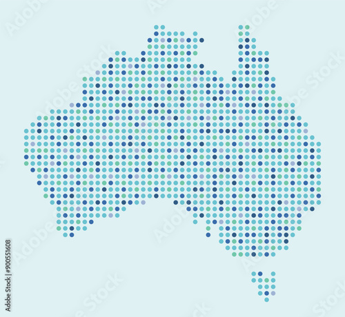 Colourful map of Australia from dots