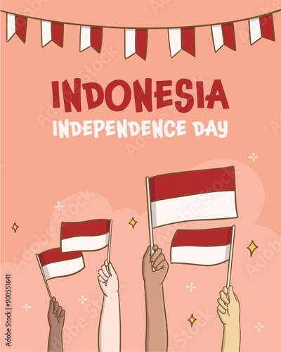 Flying the red and white flag on Indonesian Independence Day