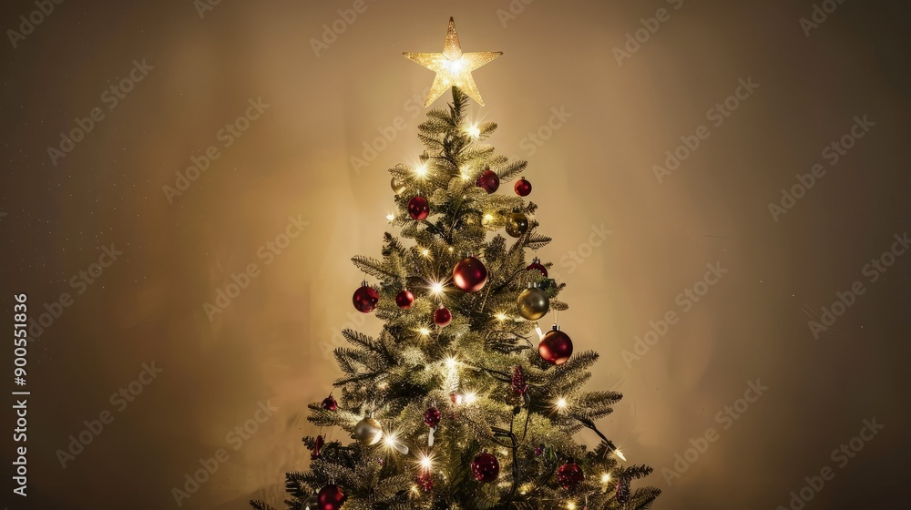 Christmas Tree Decorated with Ornaments and Lights Christmas Tree Decorated with Ornaments and Lights