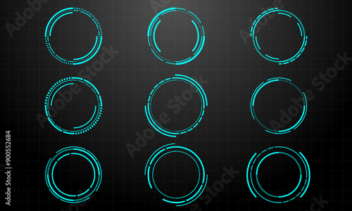 Set of sci fi blue circle user interface elements technology futuristic design modern creative on black background vector