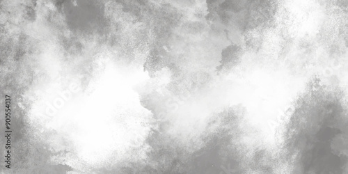 Abstract white and gray isolated cloud cumulus clouds. Gray aquarelle painted realistic fog or mist smoky textured canvas design. White and ash messy wall stucco texture background.