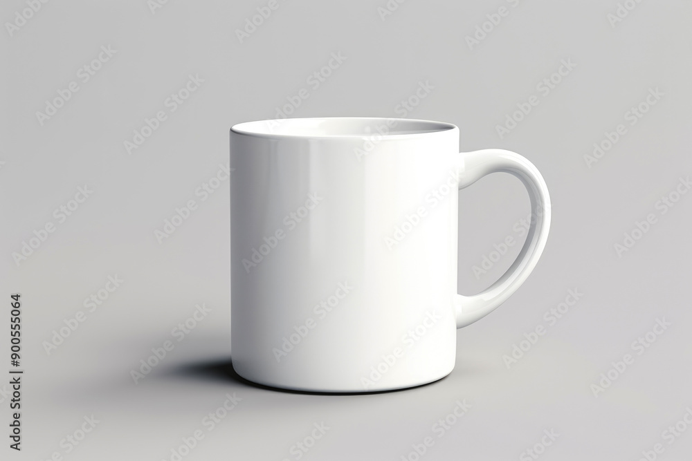 generated Illustration of white mug with handle against gray background generated Illustration of white mug with handle against gray background