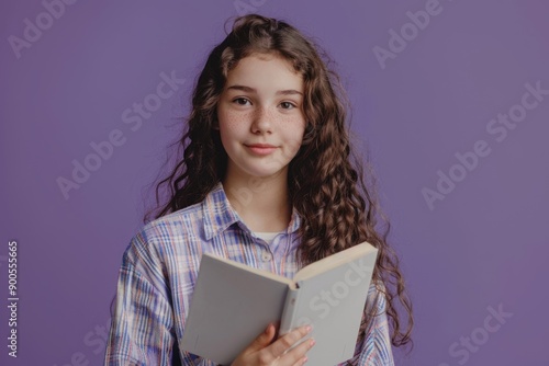 Young girl reading a book, idea for literature or education concept